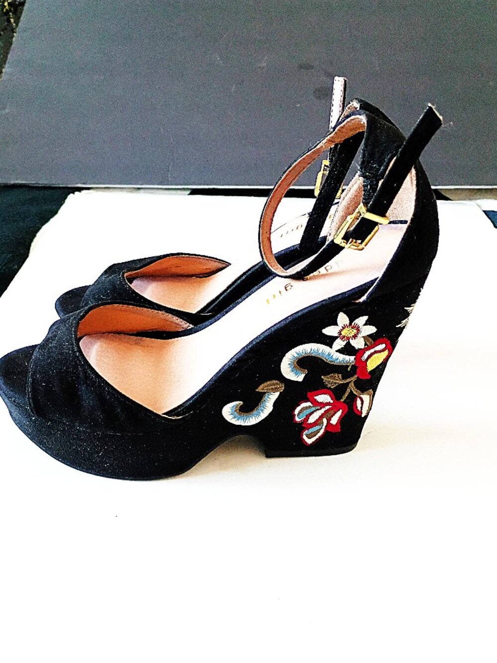 Steve Madden Women's Madden Girl Embroidered Ankle Strap Wedge Sandals, Size 8
